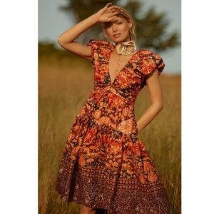 $170 Anthropologie NWT Printed V-Neck Babydoll Dress Size 8